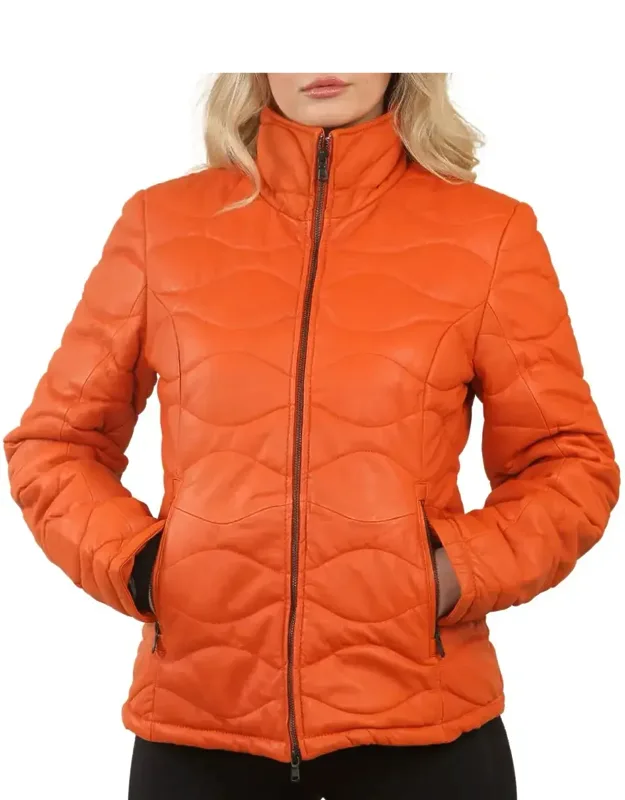 Quilted Mid Length Leather Jacket