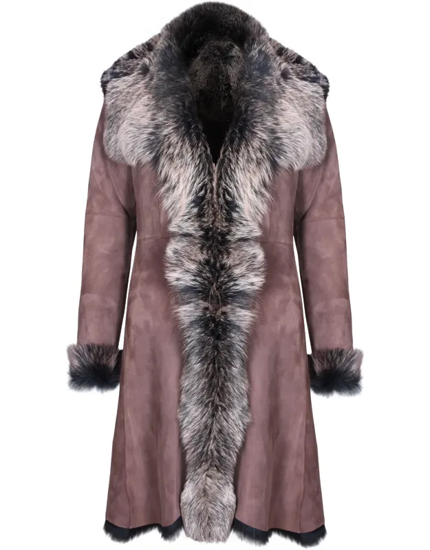 Toscana Sheepskin Suede Trench Coat With Luxurious Revere Collar And Custom Length Options