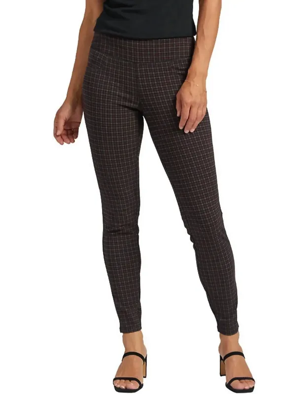 Ricki Mid Rise Legging In Plaid With 5-pocket Styling And Pull-on Waistband