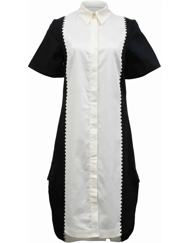 Short Sleeve Two Tone Shirt Dress