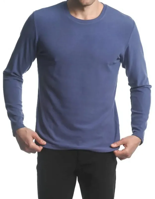 Stretch Knit Long Sleeve Crew Pullover
