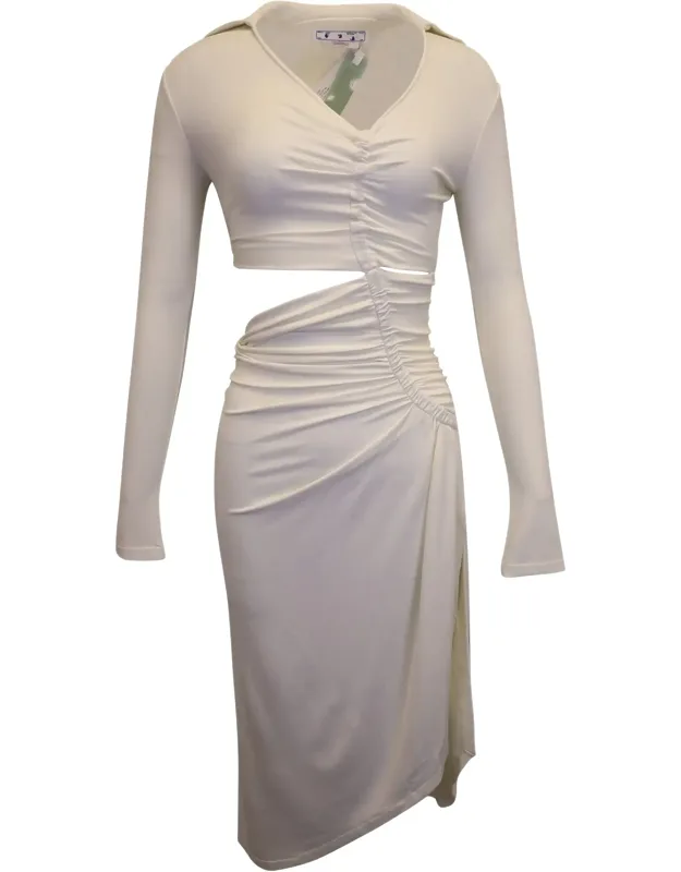 Asymmetric Cutout Ruched Stretch Dress