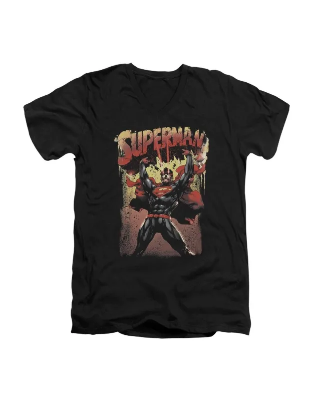 Superman Lift Up Short Sleeve V Neck Premium Cotton T-shirt
