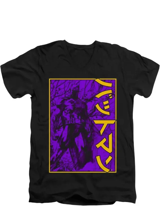 Batman Big Framed Kanji Short Sleeve V Neck Premium Cotton T-shirt