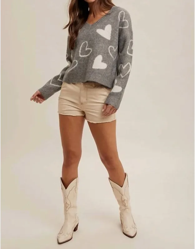Heart V-neck Sweater