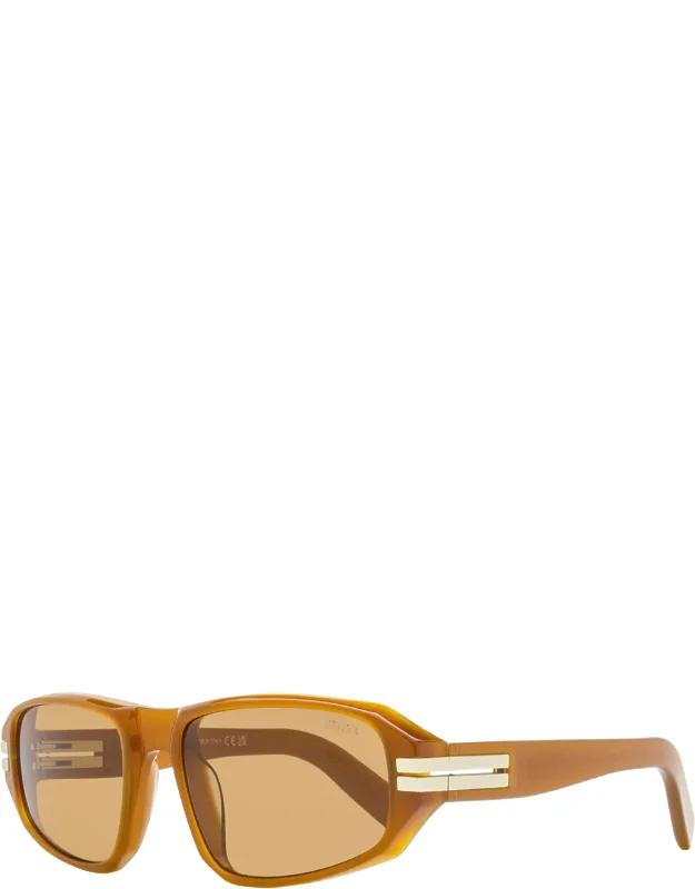 Zegna Lanyard Sunglasses Ez0262 45e 58mm With Tapered Rectangular Lens And 100% Uv Protection