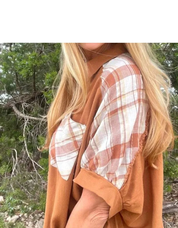 Linen Plaid Button Down Shirt With Unfinished Frayed Hem