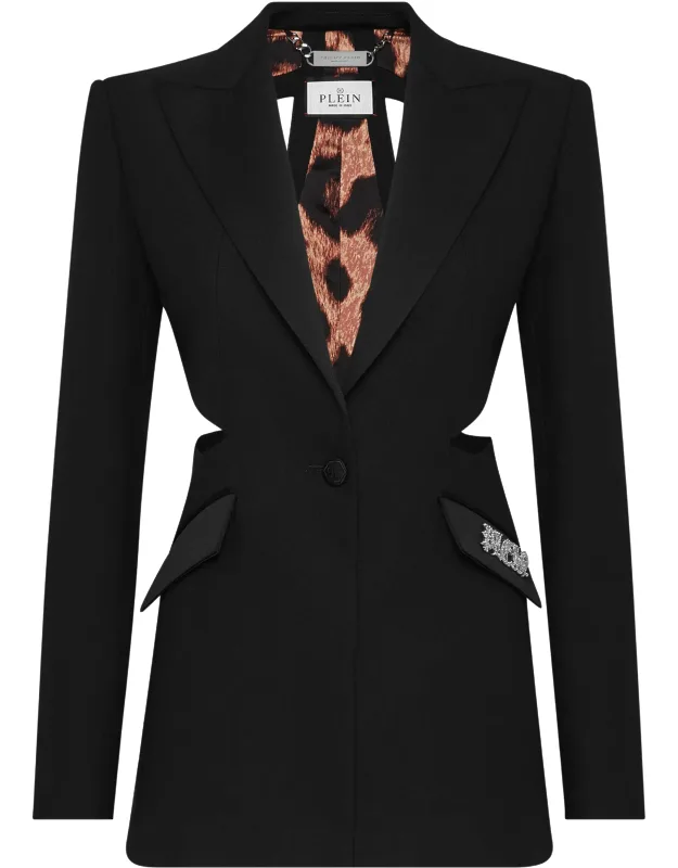Satin Cutting Fitted Blazer