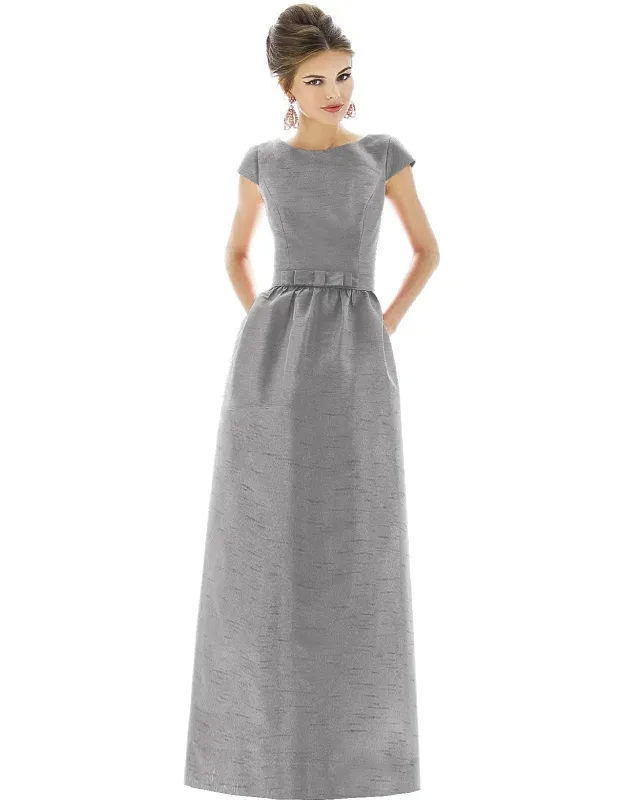 Cap Sleeve V-back Maxi Dress With Pockets