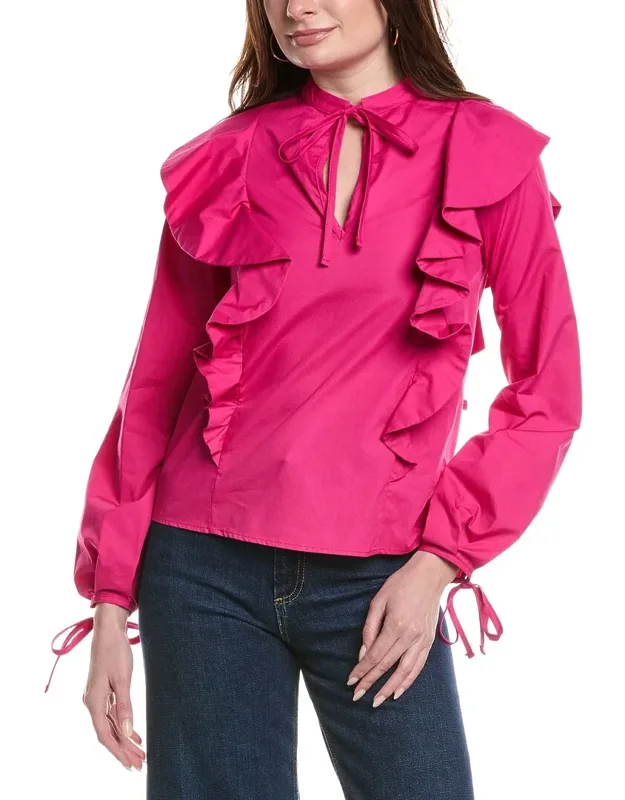 Silvian Heach Blouse With Self-tie Closure And Ruffle Trim