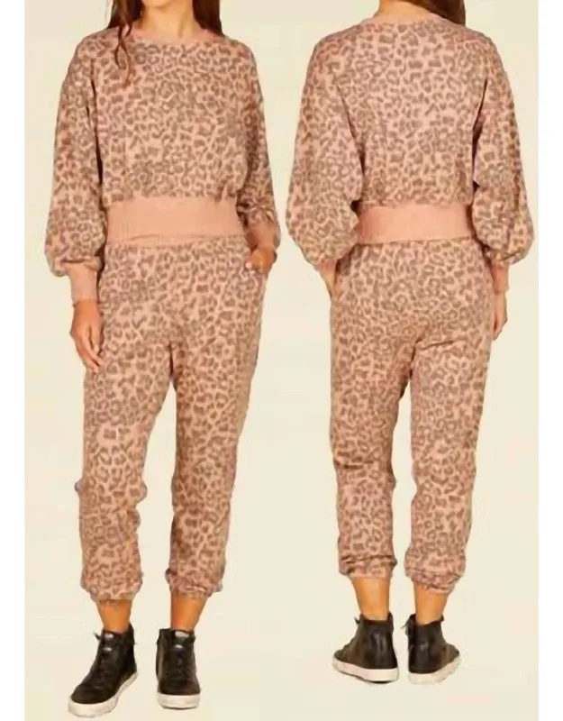 Leopard Crew Neck Crop Top