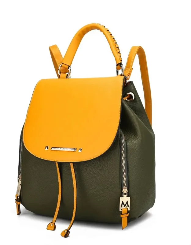 Kimberly Vegan Leather Fashion Backpack With Luxurious Gold Tone Embellishments And Adjustable Strap
