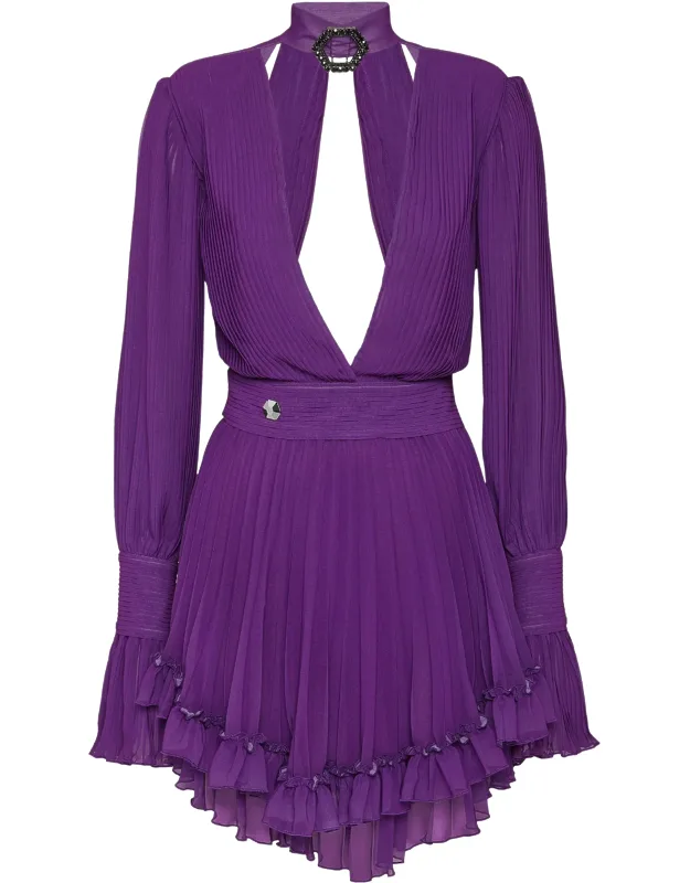 Plisse Short Dress