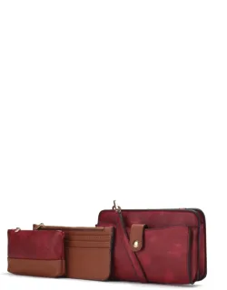 Muriel Vegan Leather Crossbody Bag With Card Holder And Small Pouch 3 Pieces