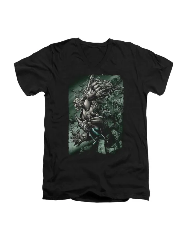 Superman Doomsday Destruction V Neck T-shirt