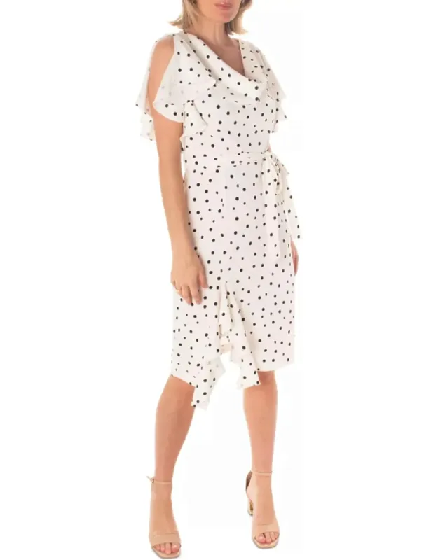 Belted Short Sleeve Knee Length Dress