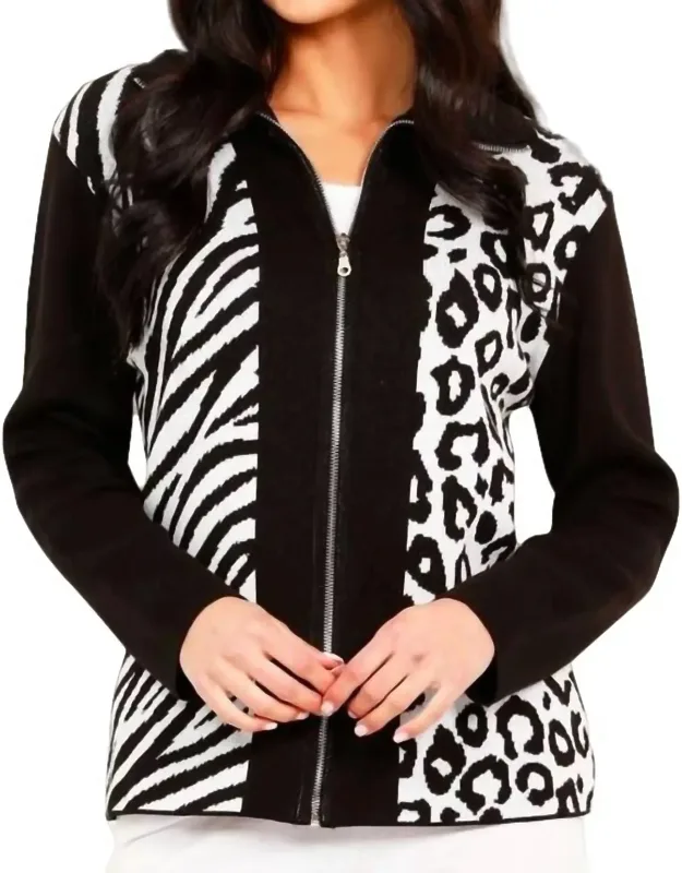 Animal Print Zip Cardigan