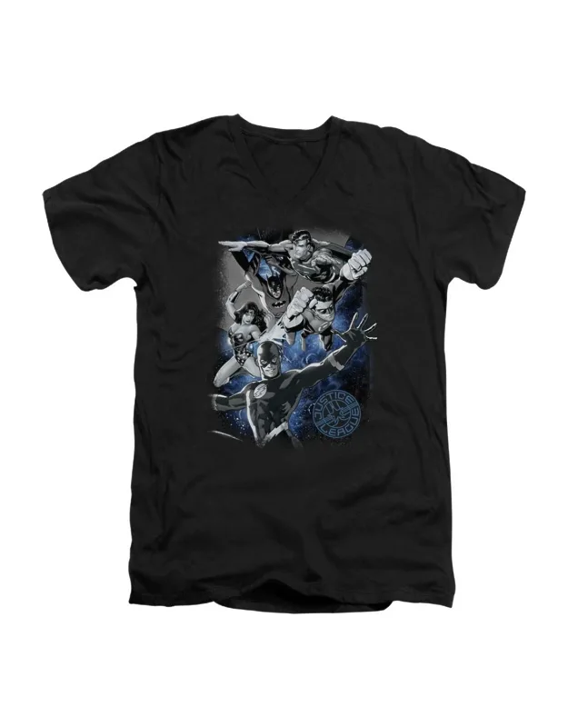 Justice League Of America Galactic Attack Nebula V Neck T-shirt