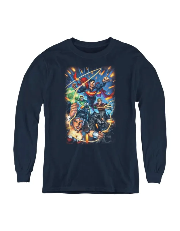 Justice League Of America Under Attack Long Sleeve Tee