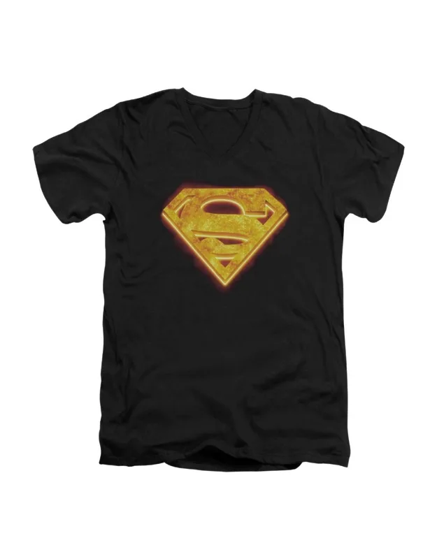 Superman Hot Steel Shield V Neck T-shirt