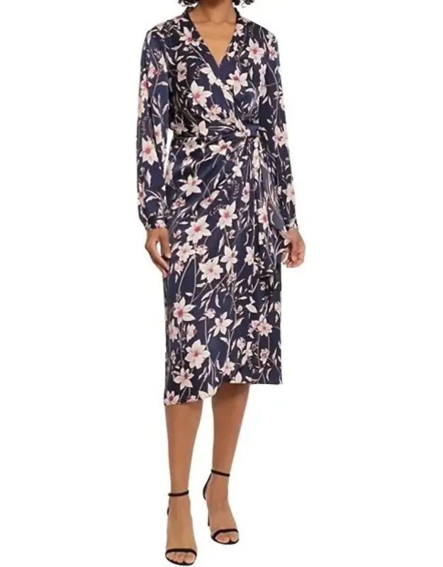 Long Sleeve Wrap Midi Dress