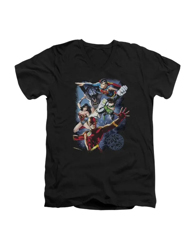 Justice League Of America Galactic Attack V Neck T-shirt
