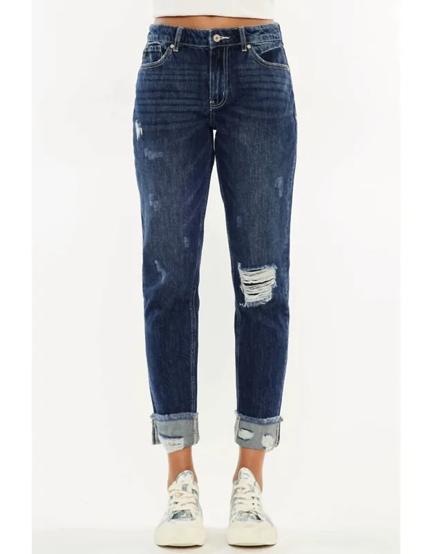 High Rise Jean With Fray Hem And Cuff