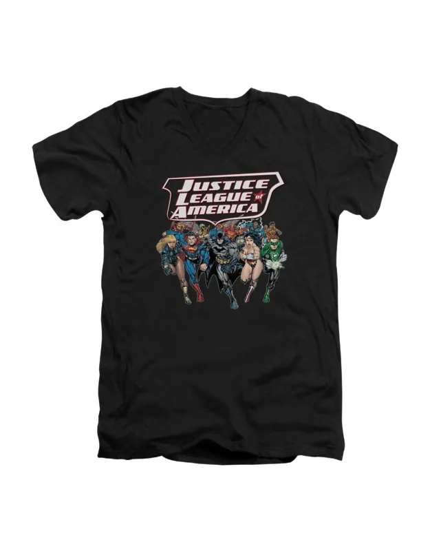 Justice League Of America Charging V Neck T-shirt