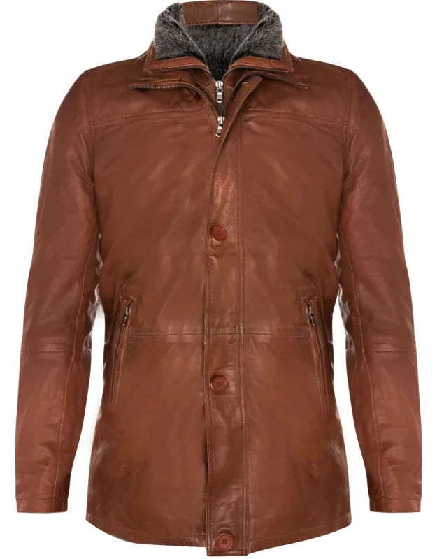 Removable Collar Mid Length Warm Jacket