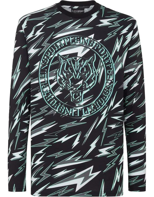 Round Neck Long Sleeve T-shirt With Tiger Design