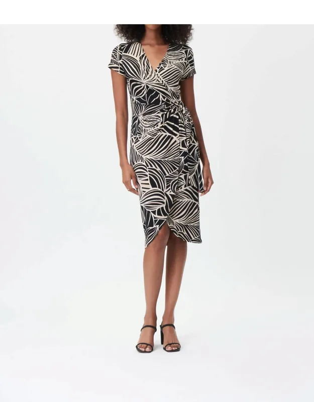 Palm Print Wrap Dress