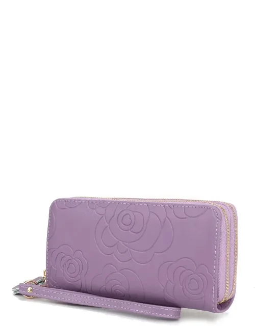 Ellie Genuine Leather Flower-embossed Wristlet Wallet
