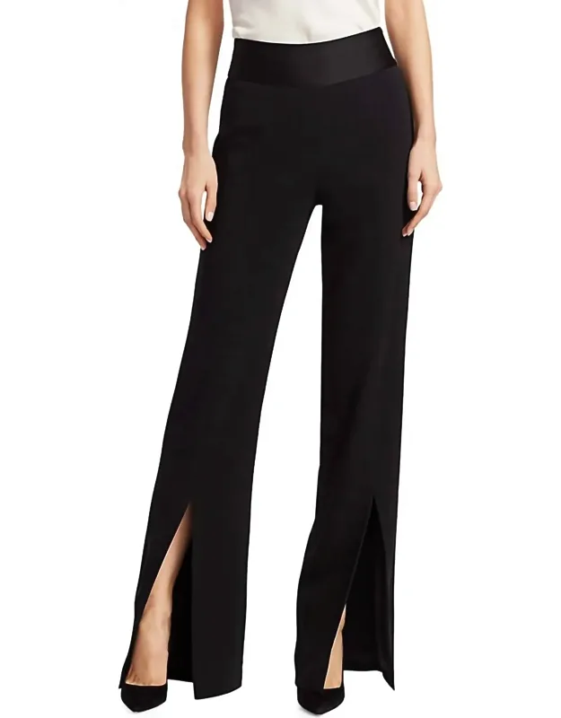 Crepe Satin Front Slit Pants
