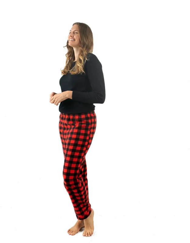 Christmas Cotton Top And Fleece Pants Pajama Plaid