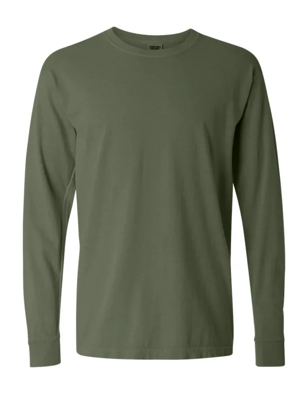 Garment-dyed Heavyweight Long Sleeve T-shirt With Relaxed Fit And Rib Cuffs