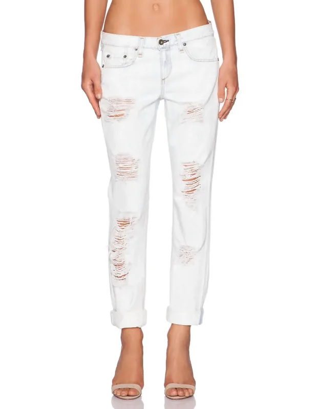 Rebel Boyfriend Jeans In Aged Bright With Stretch-denim And Concealed Zip Fastening