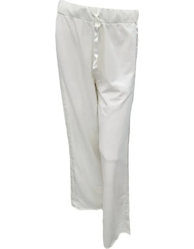 Kimber Long French Terry Wide Leg Pants With Satin Stripes