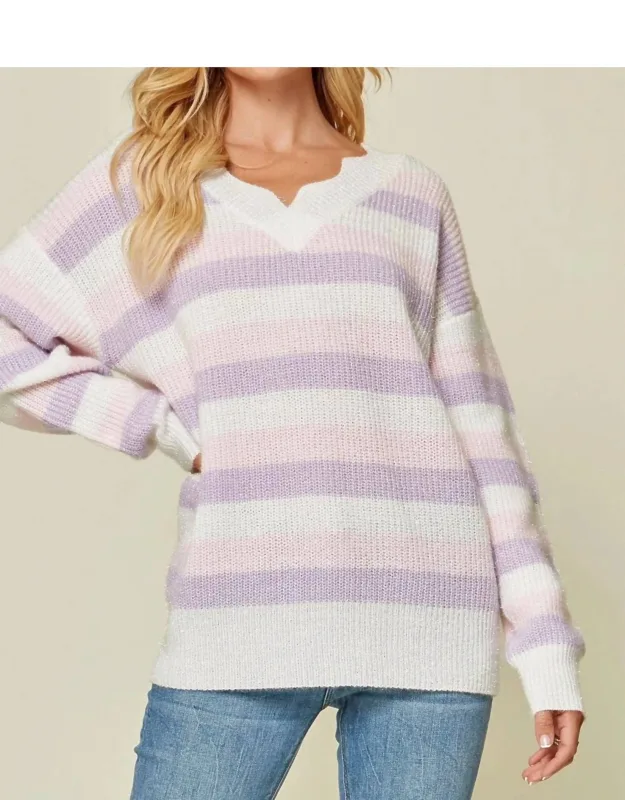 All Over Striped Sweater