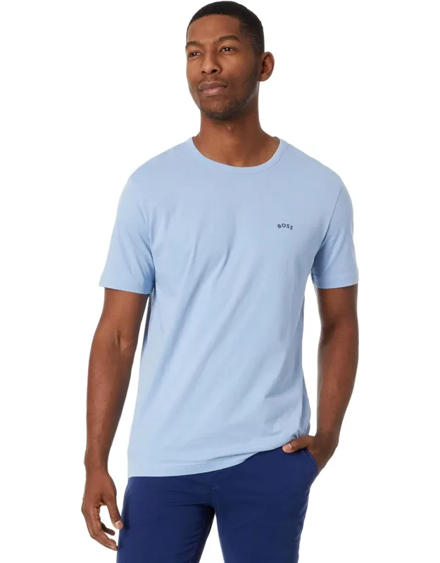 Hugo Boss Contrast Curve Logo Short-sleeve Cotton T-shirt, Bachelor Button With Comfort And Regular Fit