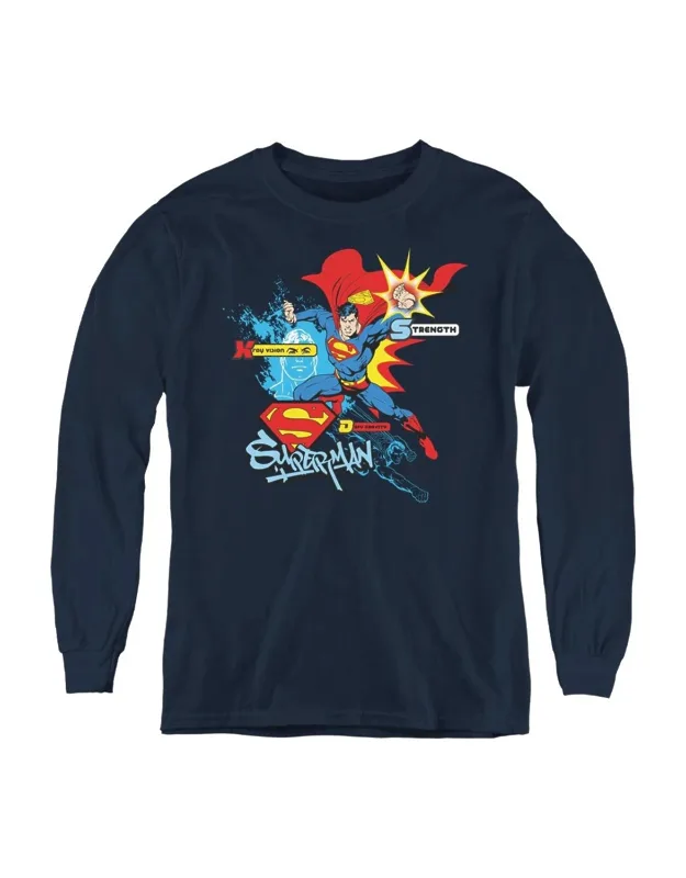 Superman Abilities Long Sleeve Tee