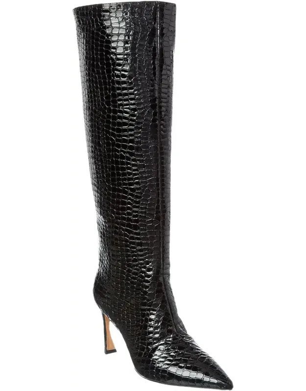 Kyra 85 Patent Croc-embossed Leather Knee-high Boot