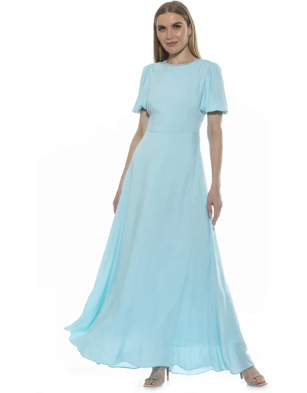 Imogen Dress With Eyelet Detail And Bubble Sleeves