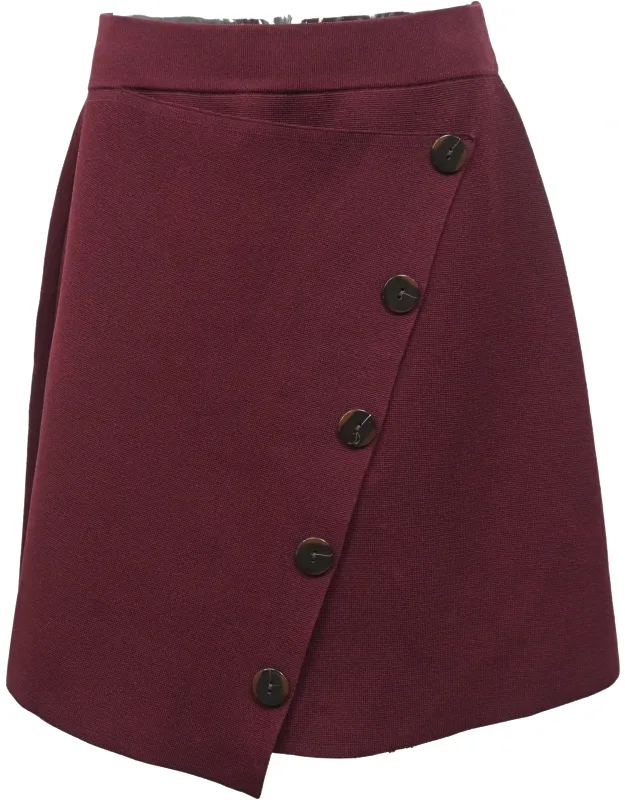 Asymmetric Decorative-button Skirt