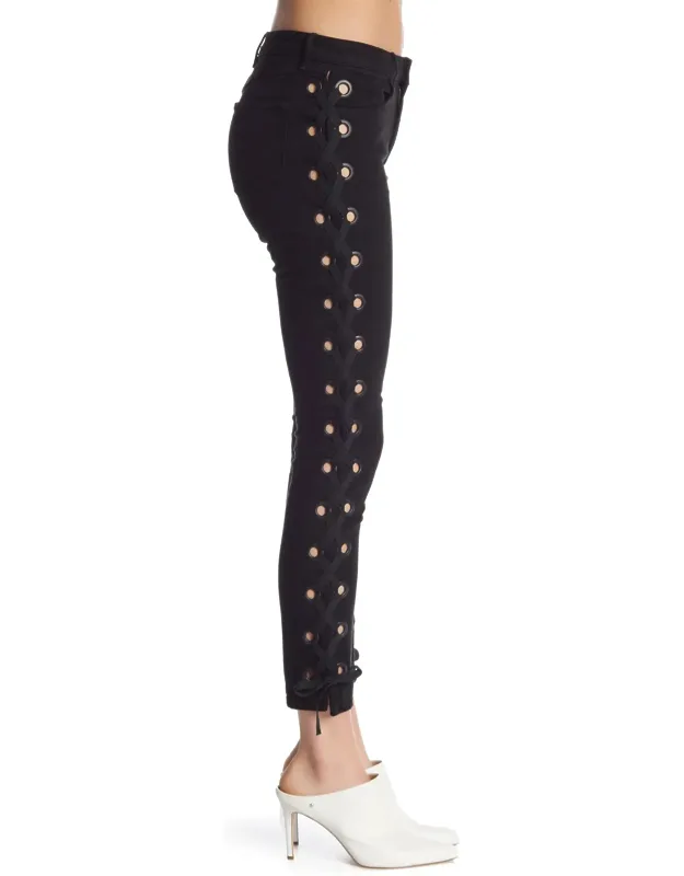 Lacy Midway Skinny Lace Up Jeans Cropped