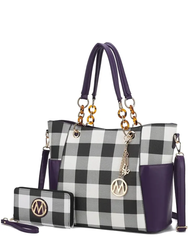 Bonita Checker Tote Handbag