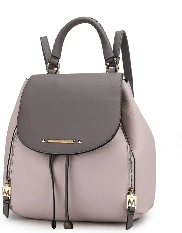 Kimberly Vegan Leather Fashion Backpack With Luxurious Gold Tone Embellishments And Adjustable Strap