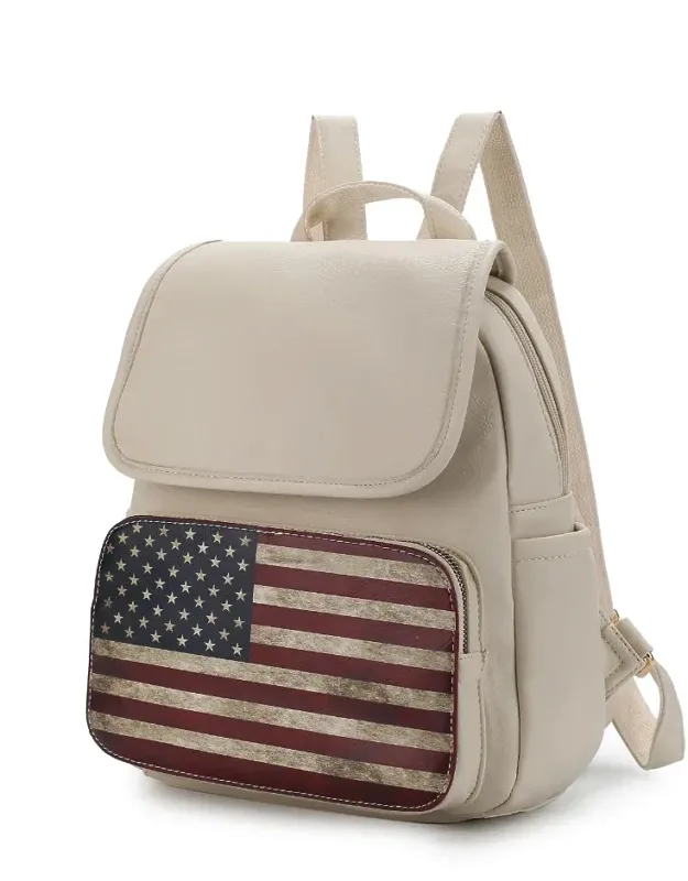 Regina Printed Flag Vegan Leather Backpack
