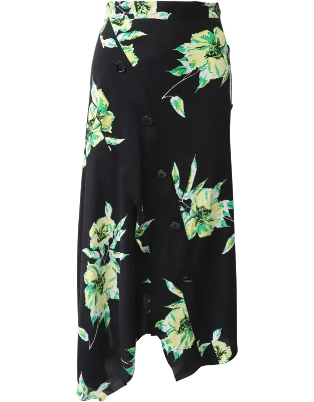 Lily Print Asymmetric Skirt