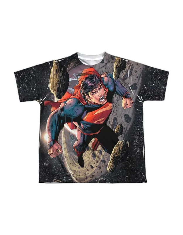 Superman Up Up Short Sleeve Poly Crew Tee - Stylish For Everyday Wear, 100% Officially Licensed