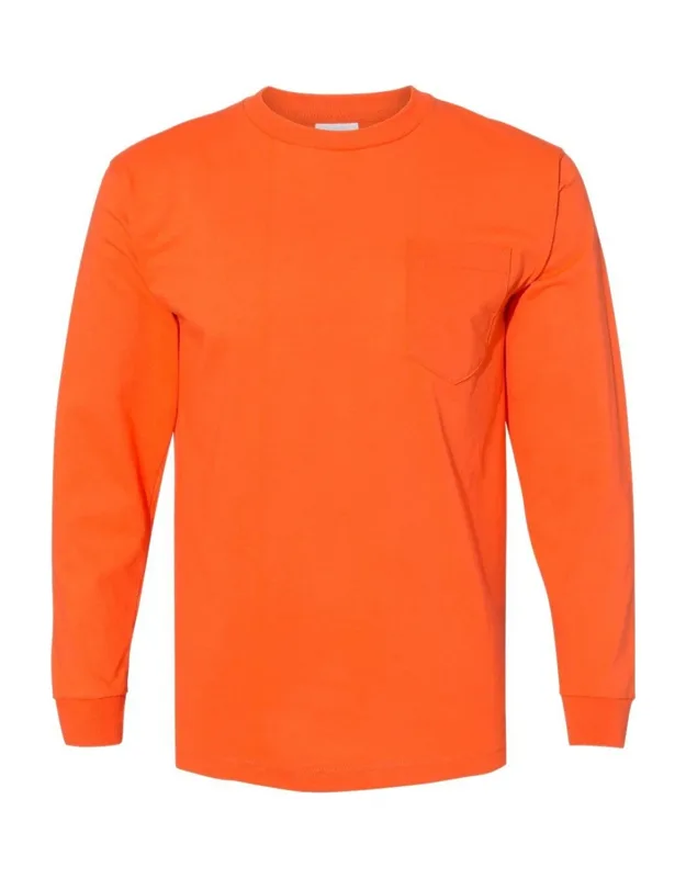 Usa-made Long Sleeve T-shirt With A Pocket